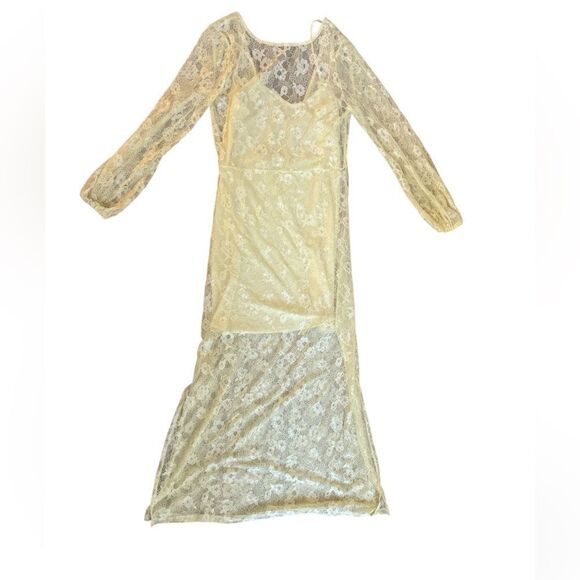 Open Edit Sheer Lace Long Sleeve Maxi Dress Size S NWOT - Picture 8 of 8